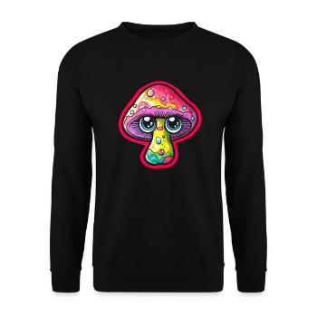 Bunter Pilz mit Augen - Unisex Pullover - Schwarz - Vorne - Alina (178cm) & Michal (187cm)