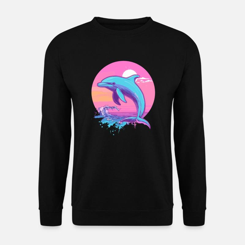 Dolphin at sunset - Unisex Sweatshirt - black