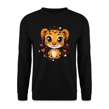 Guépard avec des cœurs - Sweat-shirt Unisexe - noir - Devant - Alina (178cm) & Michal (187cm)