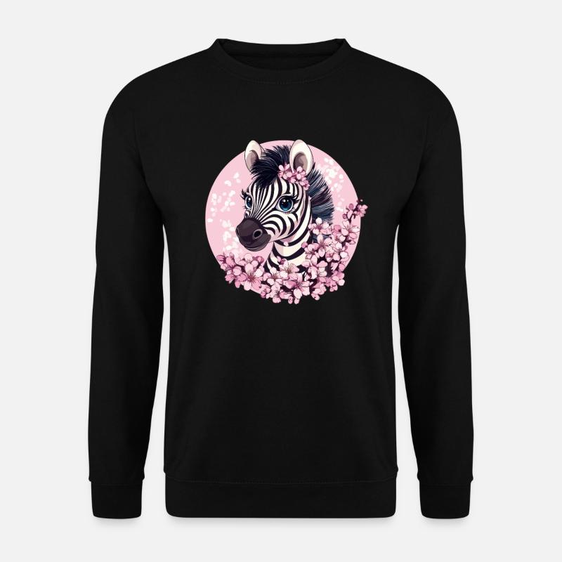 Zebra with cherry blossoms - Unisex Sweatshirt - black