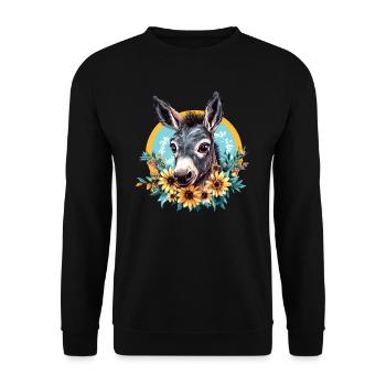 Donkey with sunflowers - Unisex Sweatshirt - black - Front - Alina (178cm) & Michal (187cm)