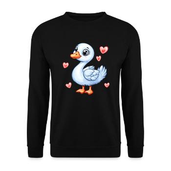 Oie douce avec des cœurs - Sweat-shirt Unisexe - noir - Devant - Alina (178cm) & Michal (187cm)