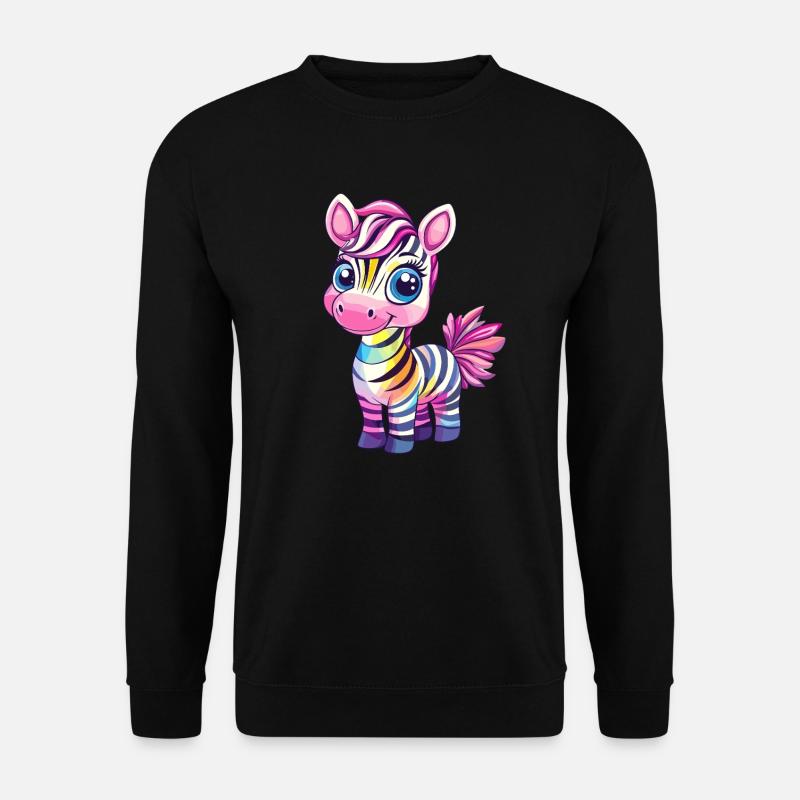 Regenbogen Zebra Kindermotiv - Unisex Pullover - Schwarz