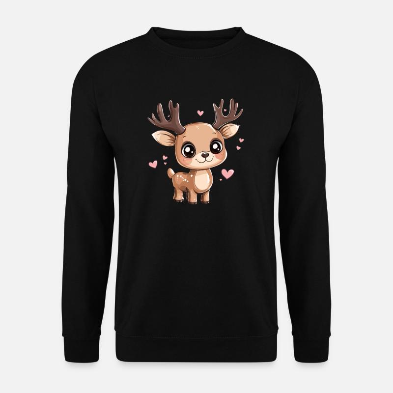 Rehkitz mit Herzchen - Unisex Pullover - Schwarz