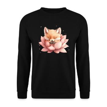 Fox sleeps in bloom - Unisex Sweatshirt - black - Front - Alina (178cm) & Michal (187cm)
