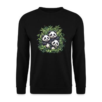 Three pandas in bamboo - Unisex Sweatshirt - black - Front - Alina (178cm) & Michal (187cm)