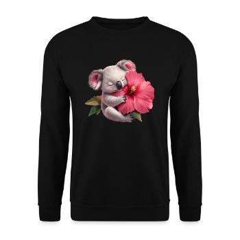Koala with giant flower - Unisex Sweatshirt - black - Front - Alina (178cm) & Michal (187cm)