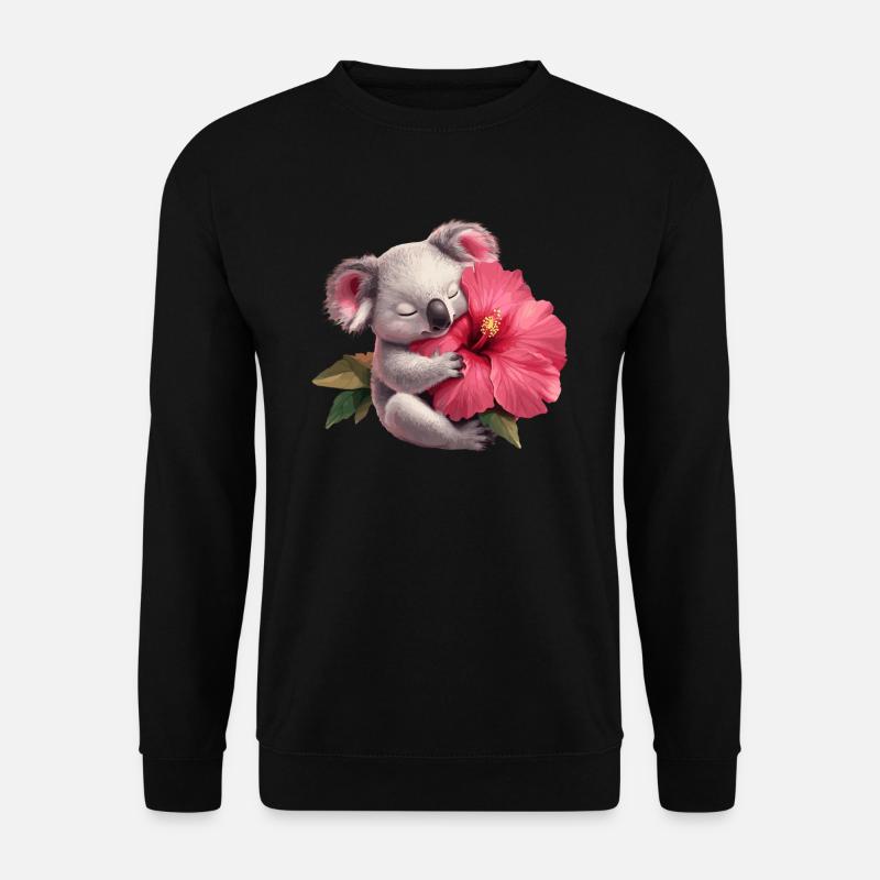 Koala with giant flower - Unisex Sweatshirt - black