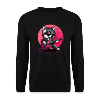 Gitarrenspielender Wolf - Unisex Pullover - Schwarz - Vorne - Alina (178cm) & Michal (187cm)