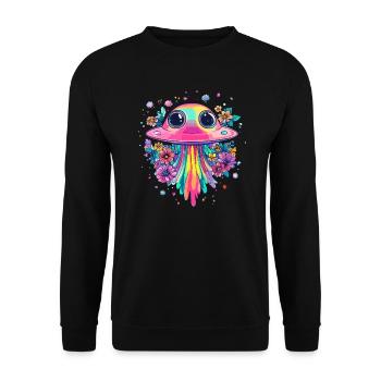 OVNI avec pluie de fleurs - Sweat-shirt Unisexe - noir - Devant - Alina (178cm) & Michal (187cm)