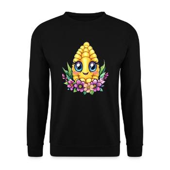 Sweet corn with flowers - Unisex Sweatshirt - black - Front - Alina (178cm) & Michal (187cm)