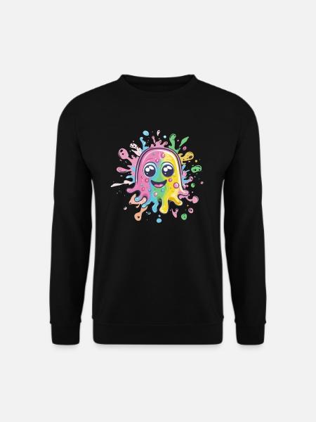 Bunter Farbklecks mit Gesicht - Unisex Pullover - Schwarz