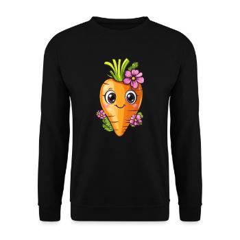 Carrot with flowers - Unisex Sweatshirt - black - Front - Alina (178cm) & Michal (187cm)