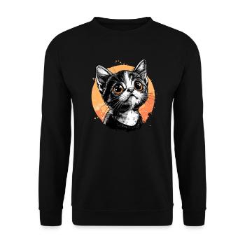 Kätzchen im Sonnenkreis - Unisex Pullover - Schwarz - Vorne - Alina (178cm) & Michal (187cm)