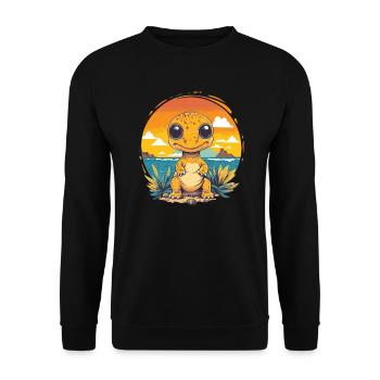 Little dinosaur by the sea - Unisex Sweatshirt - black - Front - Alina (178cm) & Michal (187cm)
