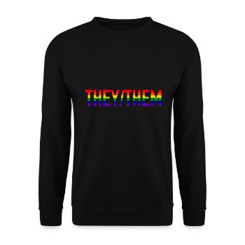 They Them Pronomen Gay Pride Month Geschenk LGBT - Unisex Pullover - Schwarz - Vorne - Alina (178cm) & Michal (187cm)