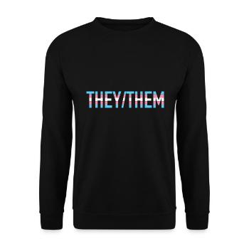 They Them Pronomen Transgender LGBT Transsexuell - Unisex Pullover - Schwarz - Vorne - Alina (178cm) & Michal (187cm)