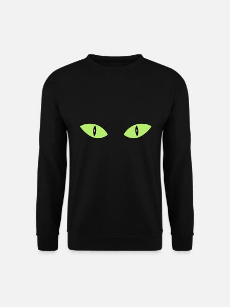 ★ Designfarben änderbar ★ Zwei Katzenaugen - Unisex Pullover - Schwarz