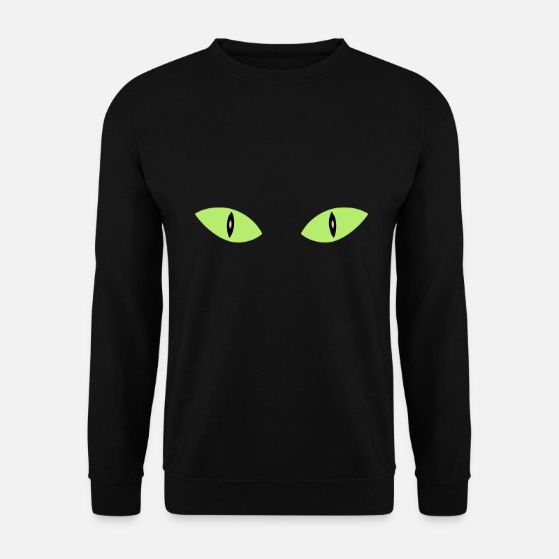 ★ Designfarben änderbar ★ Zwei Katzenaugen - Unisex Pullover - Schwarz