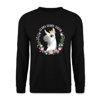 Llama Drama Queen - Unisex Sweatshirt - black - Front - Alina (178cm) & Michal (187cm)