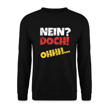 Nein Doch Ohhh Vintage Retro Oh - Unisex Pullover - Schwarz - Vorne - Alina (178cm) & Michal (187cm)