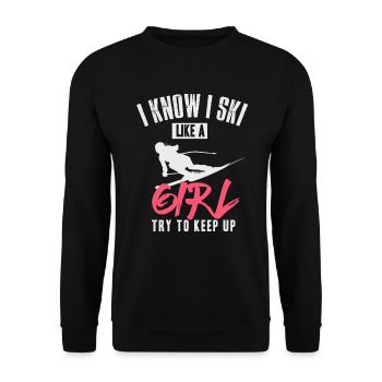 je sais que j'aime une fille qui essaie de suivre - Sweat-shirt Unisexe - noir - Devant - Alina (178cm) & Michal (187cm)