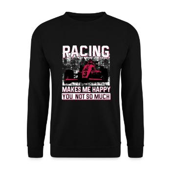 racing makes me happy you not so much - Unisex Pullover - Schwarz - Vorne - Alina (178cm) & Michal (187cm)