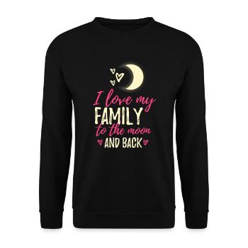 i love my family to the moon and back - Unisex Sweatshirt - black - Front - Alina (178cm) & Michal (187cm)