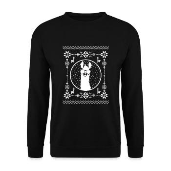 UGLY SWEATER LLAMA WHITE PNG - Unisex Sweatshirt - black - Front - Alina (178cm) & Michal (187cm)