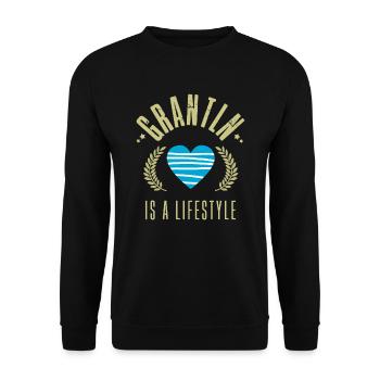 grantln is a lifestyle 2 - Unisex Sweatshirt - black - Front - Alina (178cm) & Michal (187cm)