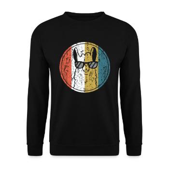 Llama Alpaca avec lunettes de soleil - Vintage Retro - Sweat-shirt Unisexe - noir - Devant - Alina (178cm) & Michal (187cm)
