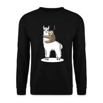 Sloth dort sur l'Alpaca Lama - cadeau - Sweat-shirt Unisexe - noir - Devant - Alina (178cm) & Michal (187cm)
