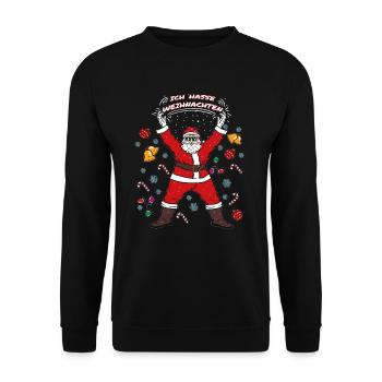 Ich Hasse Weihnachten Weihnachtsmann Geschenk - Unisex Pullover - Schwarz - Vorne - Alina (178cm) & Michal (187cm)