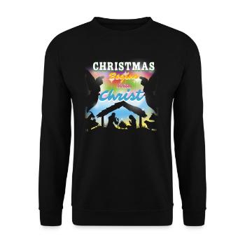 Weihnachten Christmas Begins with Christ Engel - Unisex Pullover - Schwarz - Vorne - Alina (178cm) & Michal (187cm)