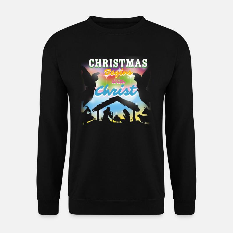 Weihnachten Christmas Begins with Christ Engel - Unisex Pullover - Schwarz