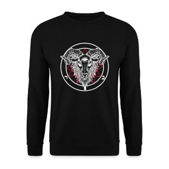 Hail Satan Ziege Okkultismus Baphomet 666 Lucifer - Unisex Pullover - Schwarz - Vorne - Alina (178cm) & Michal (187cm)