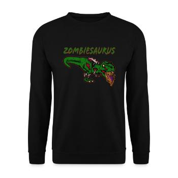 Zombiesaurus Dinosaurier T-Rex Dino Halloween - Unisex Pullover - Schwarz - Vorne - Alina (178cm) & Michal (187cm)