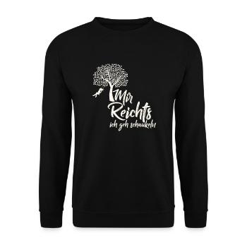 Arbre. Balançoire. En disant. - Sweat-shirt Unisexe - noir - Devant - Alina (178cm) & Michal (187cm)