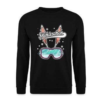 Skihäschen Skihaserl Apres Ski Skifahrer Schnee - Unisex Pullover - Schwarz - Vorne - Alina (178cm) & Michal (187cm)