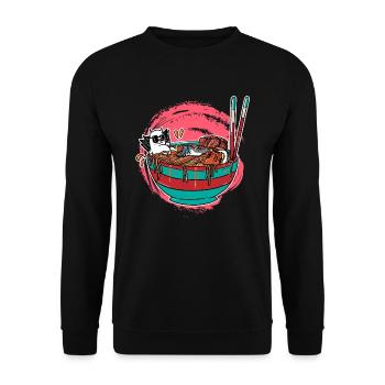 Chats Anime Kawaii Chats Ramen nouilles manga - Sweat-shirt Unisexe - noir - Devant - Alina (178cm) & Michal (187cm)
