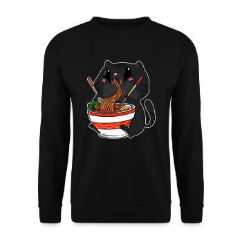 Anime Kawaii Chats Ramen nouilles chat manga - Sweat-shirt Unisexe - noir - Devant - Alina (178cm) & Michal (187cm)