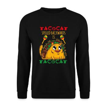 Tacocat Backwards Is Tacocat Burrito Cat Taco - Unisex Sweatshirt - black - Front - Alina (178cm) & Michal (187cm)