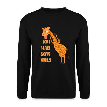 Ich hab so´n Hals Choleriker Giraffe Geschenk - Unisex Pullover - Schwarz - Vorne - Alina (178cm) & Michal (187cm)
