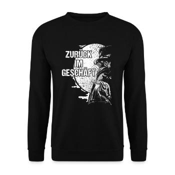 Pestdoktor zurück im Geschäft Mittelalter Doktor - Unisex Pullover - Schwarz - Vorne - Alina (178cm) & Michal (187cm)
