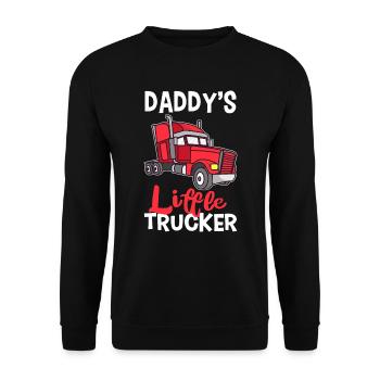 Daddy´s Little Trucker LKW Sohn Fernlastfahrer - Unisex Pullover - Schwarz - Vorne - Alina (178cm) & Michal (187cm)