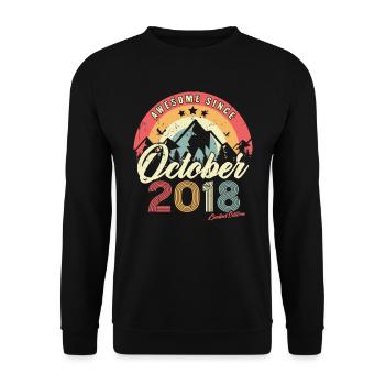 Geburtstagsgeschenk im Oktober 2018 Vintage - Unisex Pullover - Schwarz - Vorne - Alina (178cm) & Michal (187cm)