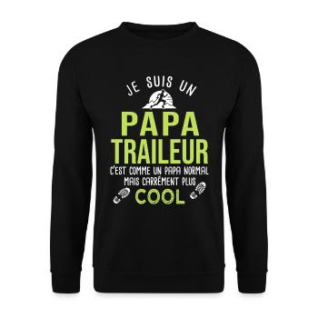 papa traieur ultra trail course à pied run - Sweat-shirt Unisexe - noir - Devant - Alina (178cm) & Michal (187cm)