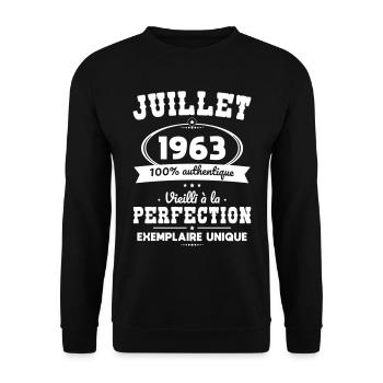 Anniversaire 60 ans - Juillet 1963 Perfection - Sweat-shirt Unisexe - noir - Devant - Alina (178cm) & Michal (187cm)