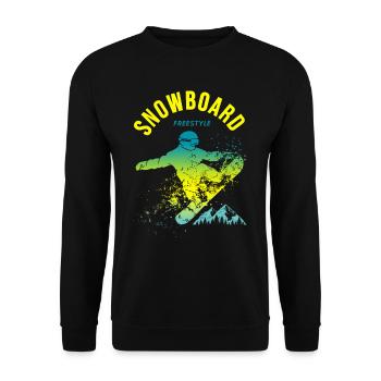 Freestyle Snowboard Sport Bergalpen - Unisex Pullover - Schwarz - Vorne - Alina (178cm) & Michal (187cm)