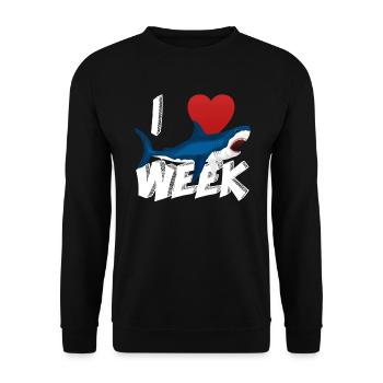 I Love The Week Of Sharks Cute Novelty Gift Idea For Shark Lovers Graphic Shark Attack - Unisex Sweatshirt - black - Front - Alina (178cm) & Michal (187cm)